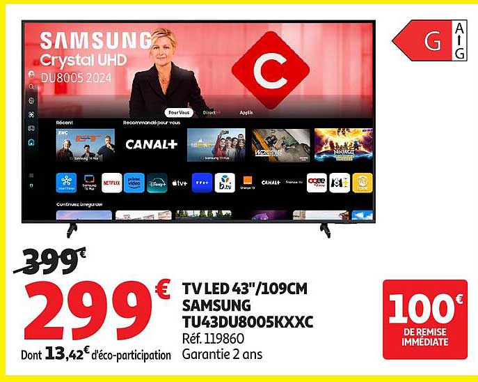 TV LED 43"/109cm SAMSUNG TU43DU8005KXXX