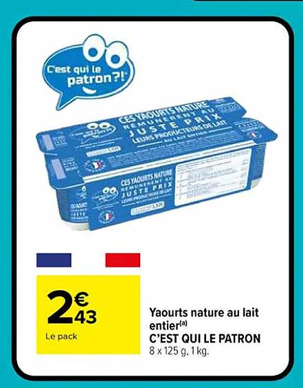 Yaourts nature au lait entier