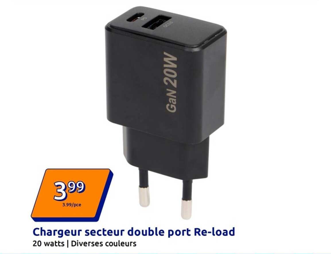 Chargeur secteur double port Re-load