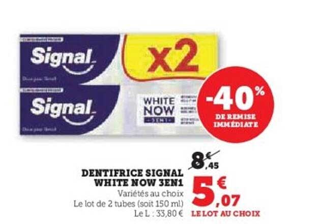 Lot De 3 Dentifrices Signal White Now Sensitive - 75ml, Menthe, Blanchiment Et Sensibilité