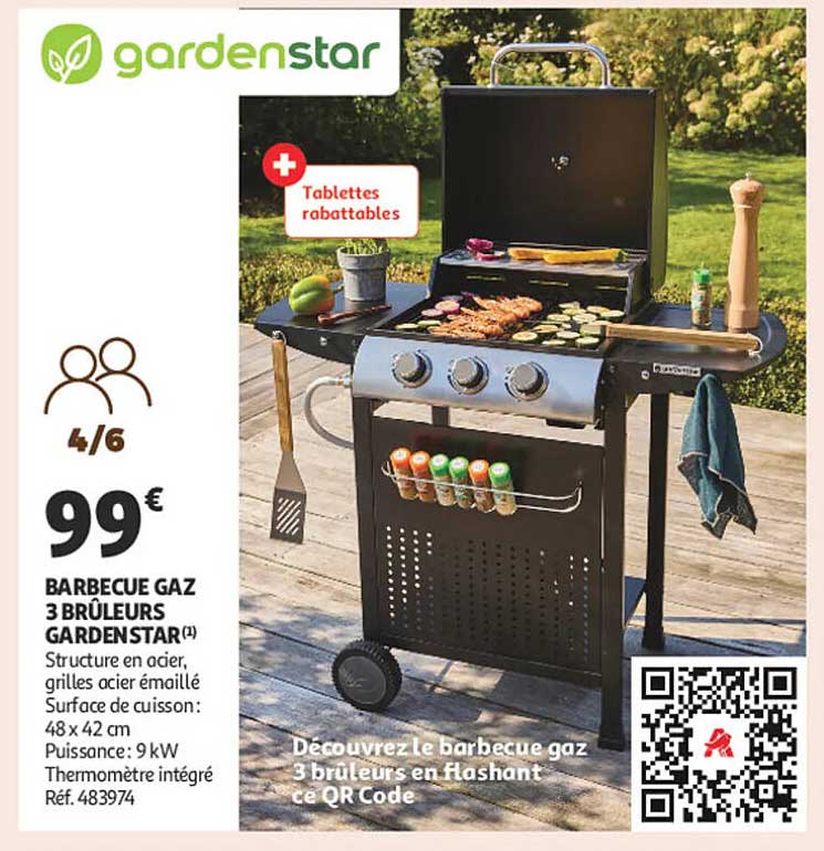 BARBECUE GAZ 3 BRÛLEURS GARDENSTAR