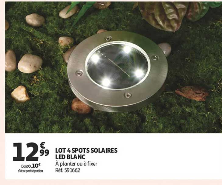 LOT 4 SPOTS SOLAIRES LED BLANC