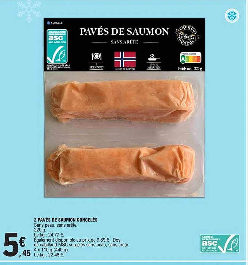 2 PAVÉS DE SAUMON CONGELÉS