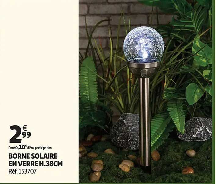 BORNE SOLAIRE EN VERRE H.38CM