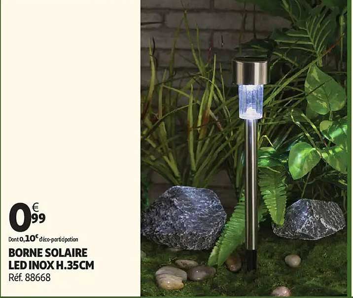 BORNE SOLAIRE LED INOX H.35CM