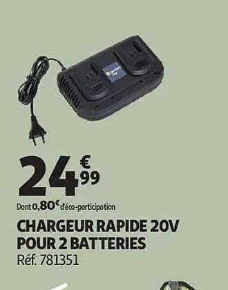 CHARGEUR RAPIDE 20V POUR 2 BATTERIES