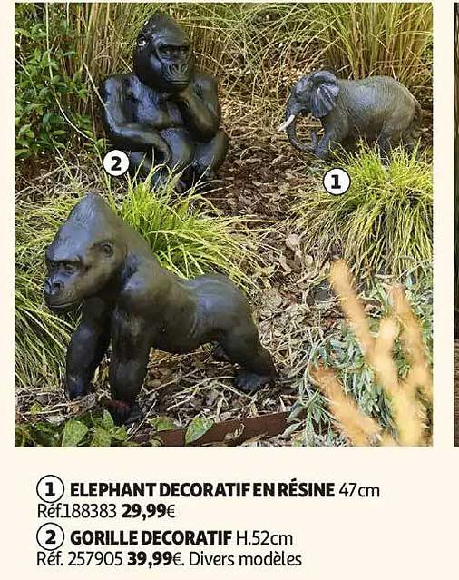 ELEPHANT DECORATIF EN RESINE 47cm