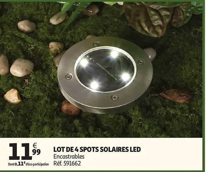 LOT DE 4 SPOTS SOLAIRES LED