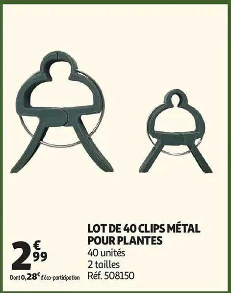 LOT DE 40 CLIPS MÉTAL POUR PLANTES