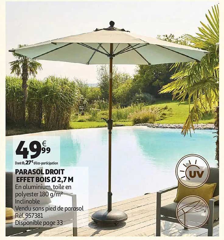 PARASOL DROIT EFFET BOIS Ø 2,7 M