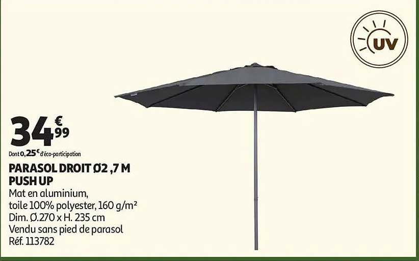 PARASOL DROIT Ø2,7 M PUSH UP