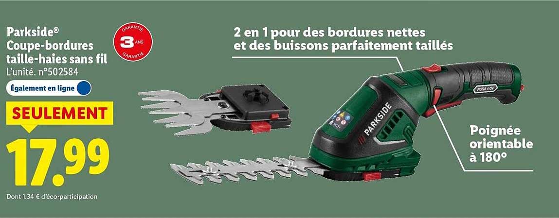 Promo Coupe Bordures Taille Haies Sans Fil Parkside Chez Lidl