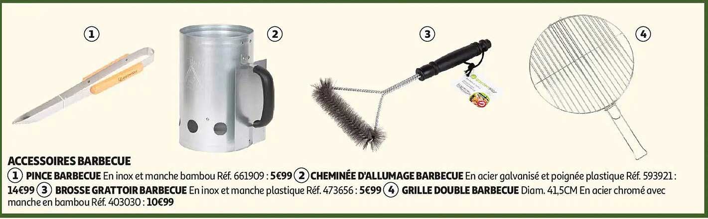 PINCE BARBECUE En inox et manche bambou Réf. 661909