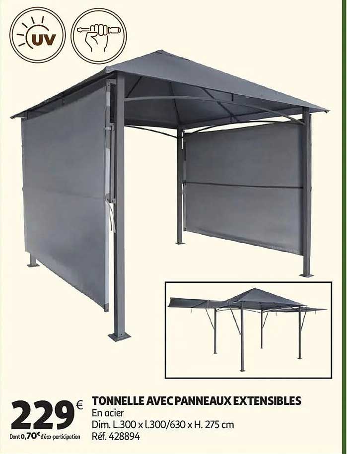 TONNELLE AVEC PANNEAUX EXTENSIBLES