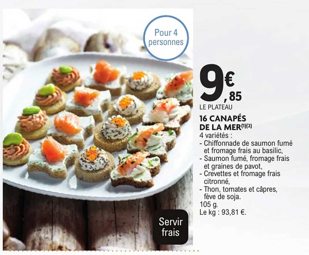 16 CANAPÉS DE LA MER