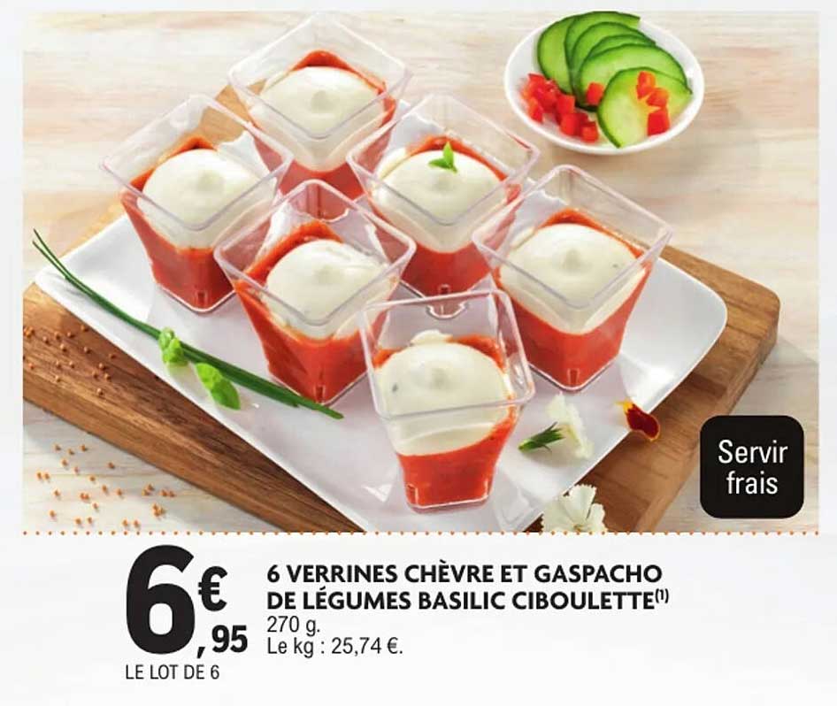 6 Verrines Chèvre et Gaspacho de Légumes Basilic Ciboulette