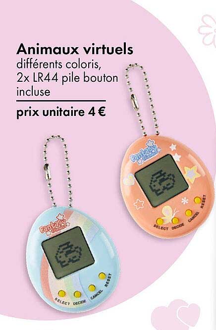 Animaux virtuels différents coloris, 2x LR44 pile bouton incluse
