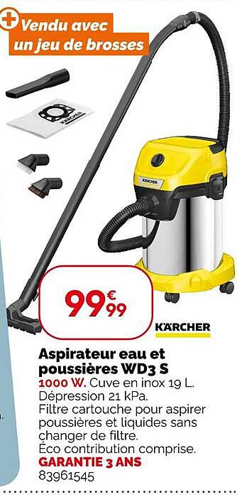 Aspirateur eau et poussières WD3 S