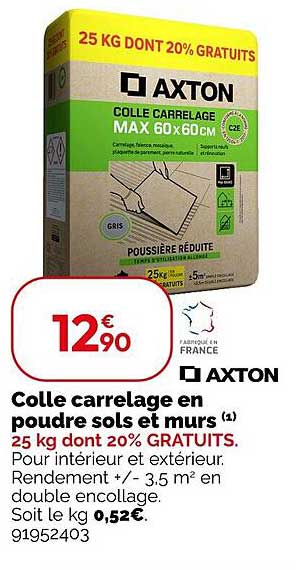 Colle carrelage en poudre sols et murs