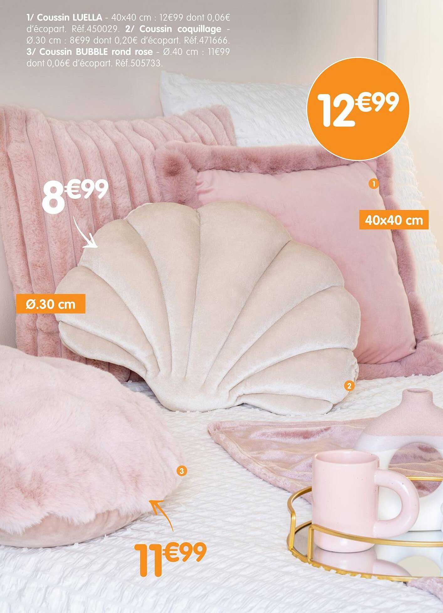 Coussin LUELLA - 40x40 cm : 12€99 dont 0,06€ d'écopart.