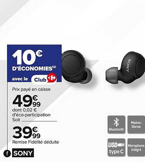 Écouteurs Sony - 10€ d’économies