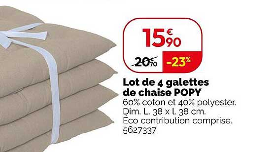 Lot de 4 galettes de chaise POPY
