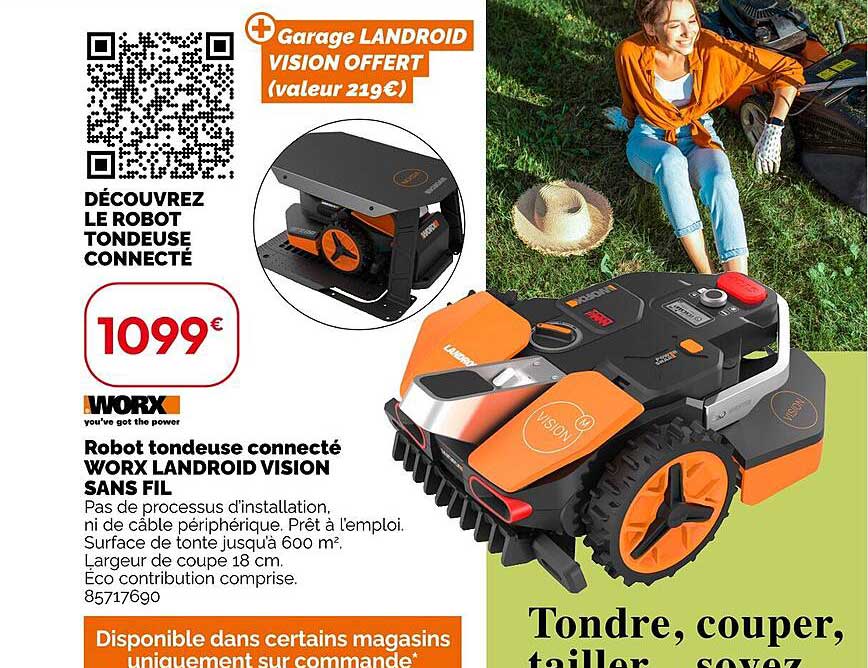 Robot tondeuse connecté WORX LANDROID VISION SANS FIL