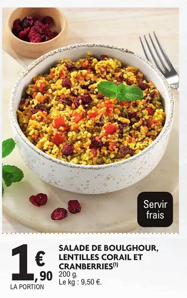 SALADE DE BOULGHOUR, LENTILLES CORAIL ET CRANBERRIES