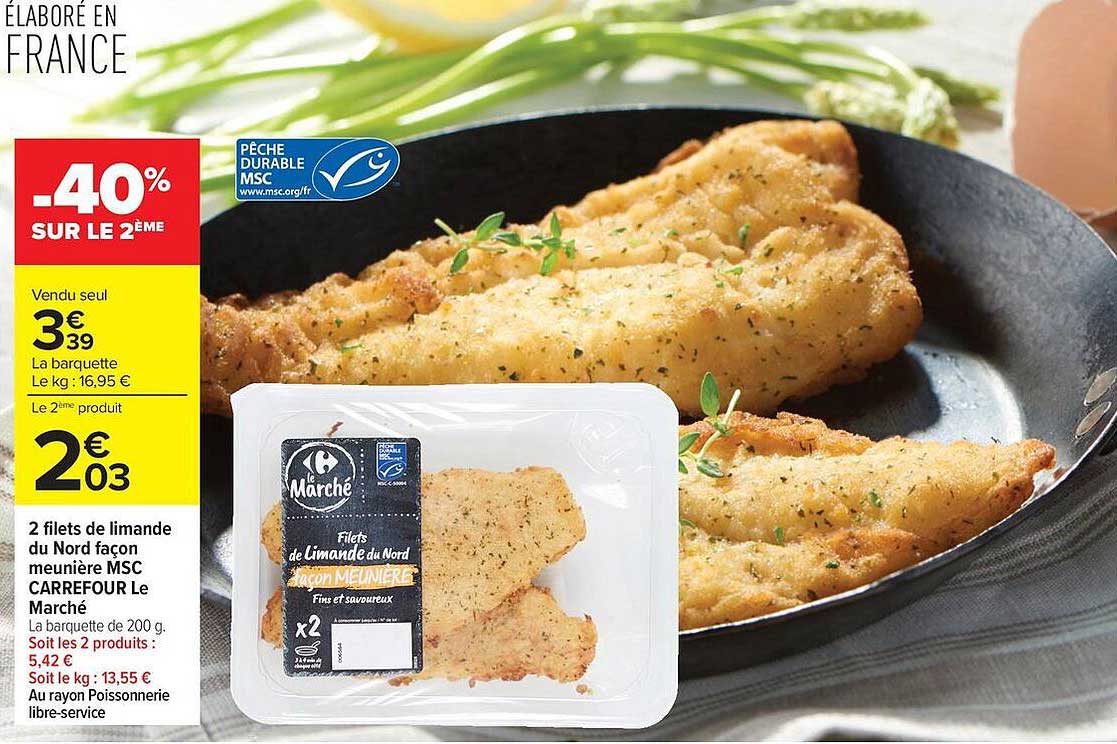 Promo 2 Filets De Limande Du Nord Façon Meunière Msc Carrefour Le ...