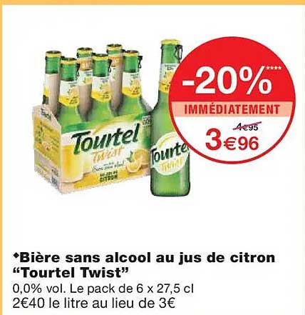 Bière sans alcool au jus de citron “Tourtel Twist”