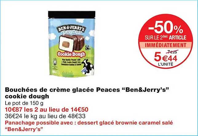 Bouchées de crème glacée Peaces “Ben&Jerry’s” cookie dough