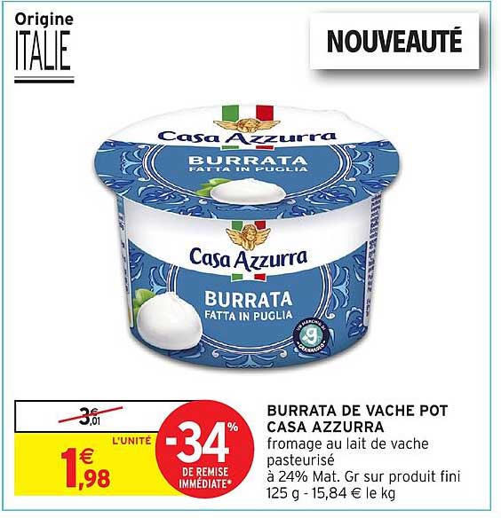 Promo Burrata De Vache Pot Casa Azzurra chez Intermarché Hyper ...