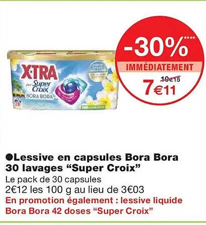 Lot De 168 Capsules De Lessive SUPER CROIX – Parfum Bora Bora – 6 Paquets