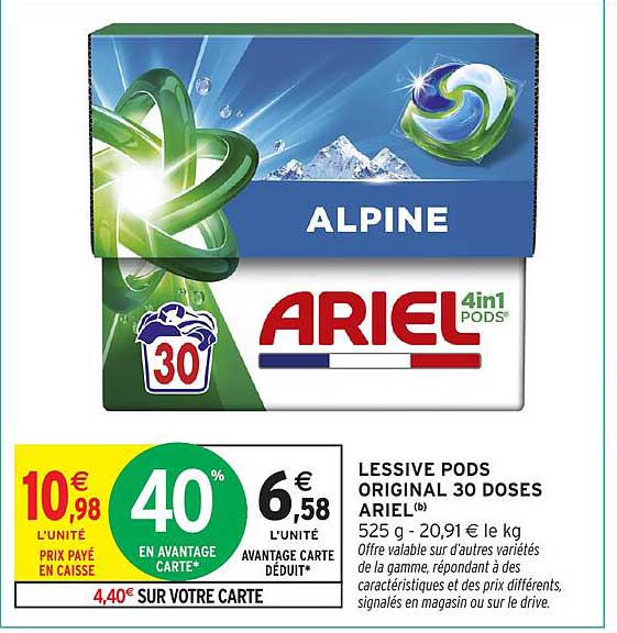 Promo Lessive Capsules Ariel Pods chez Auchan