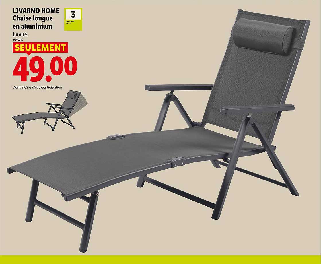 LIVARNO HOME Chaise longue en aluminium