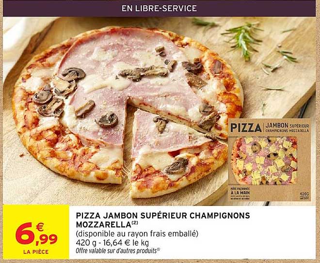 Promo Pizza Jambon Supérieur Champignons Mozzarella chez Intermarché ...