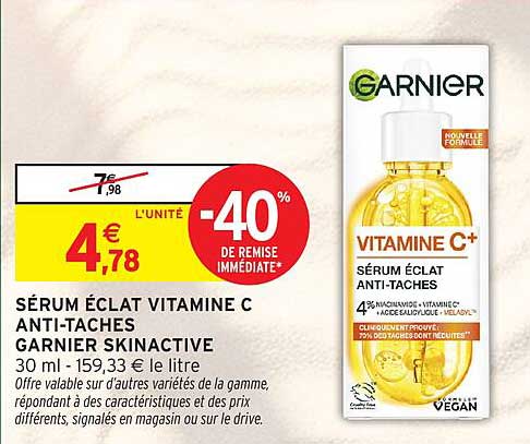 SÉRUM ÉCLAT VITAMINE C ANTI-TACHES GARNIER SKINACTIVE