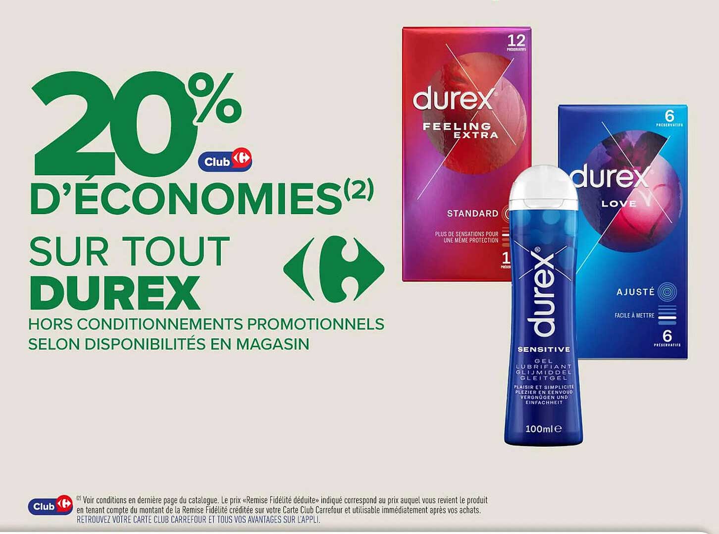20% D'ÉCONOMIES SUR TOUT DUREX