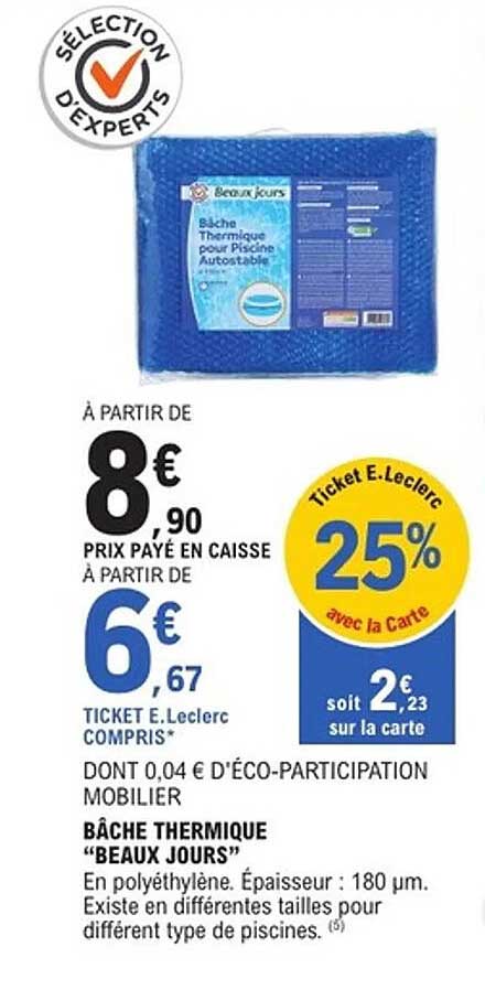BÂCHE THERMIQUE BEAUX JOURS