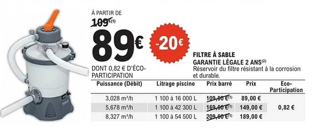 FILTRE À SABLE GARANTIE LÉGALE 2 ANS
