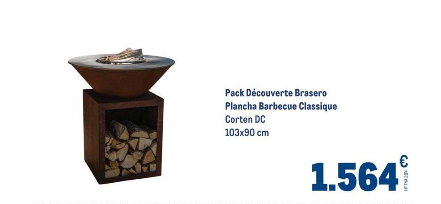 Pack Découverte Brasero Plancha Barbecue Classique Corten DC 103x90 cm