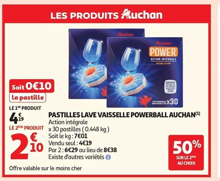 PASTILLES LAVE VAISSELLE POWERBALL AUCHAN