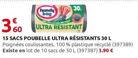 15 SACS POUBELLE ULTRA RÉSISTANTS 30 L
