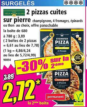 2 pizzas cuites sur pierre
