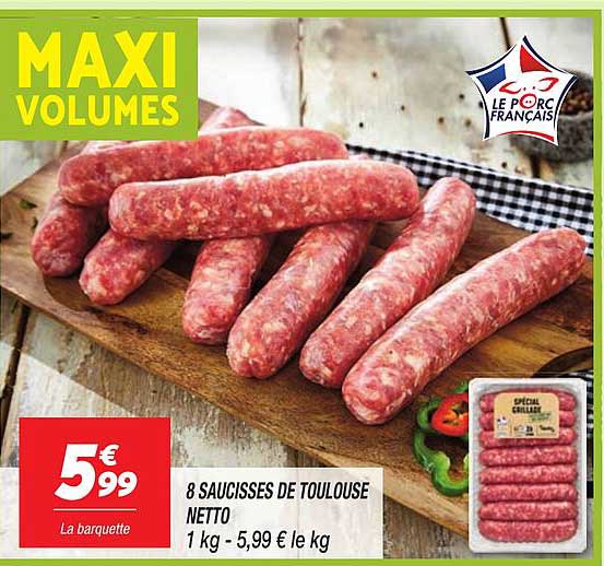 8 SAUCISSES DE TOULOUSE NETTO