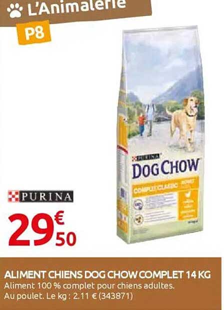 ALIMENT CHIENS DOG CHOW COMPLET 14 KG