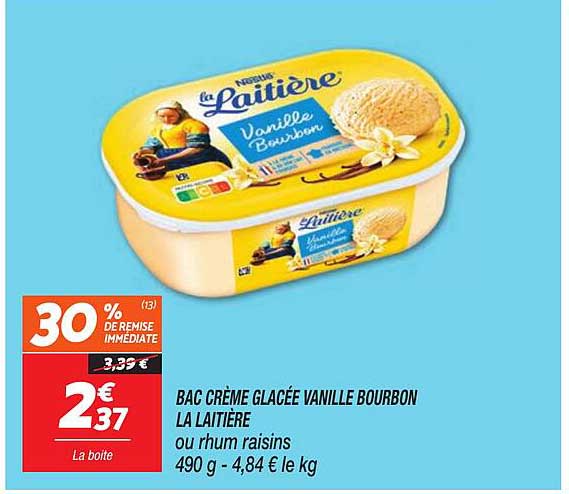 BAC CRÈME GLACÉE VANILLE BOURBON LA LAITIÈRE