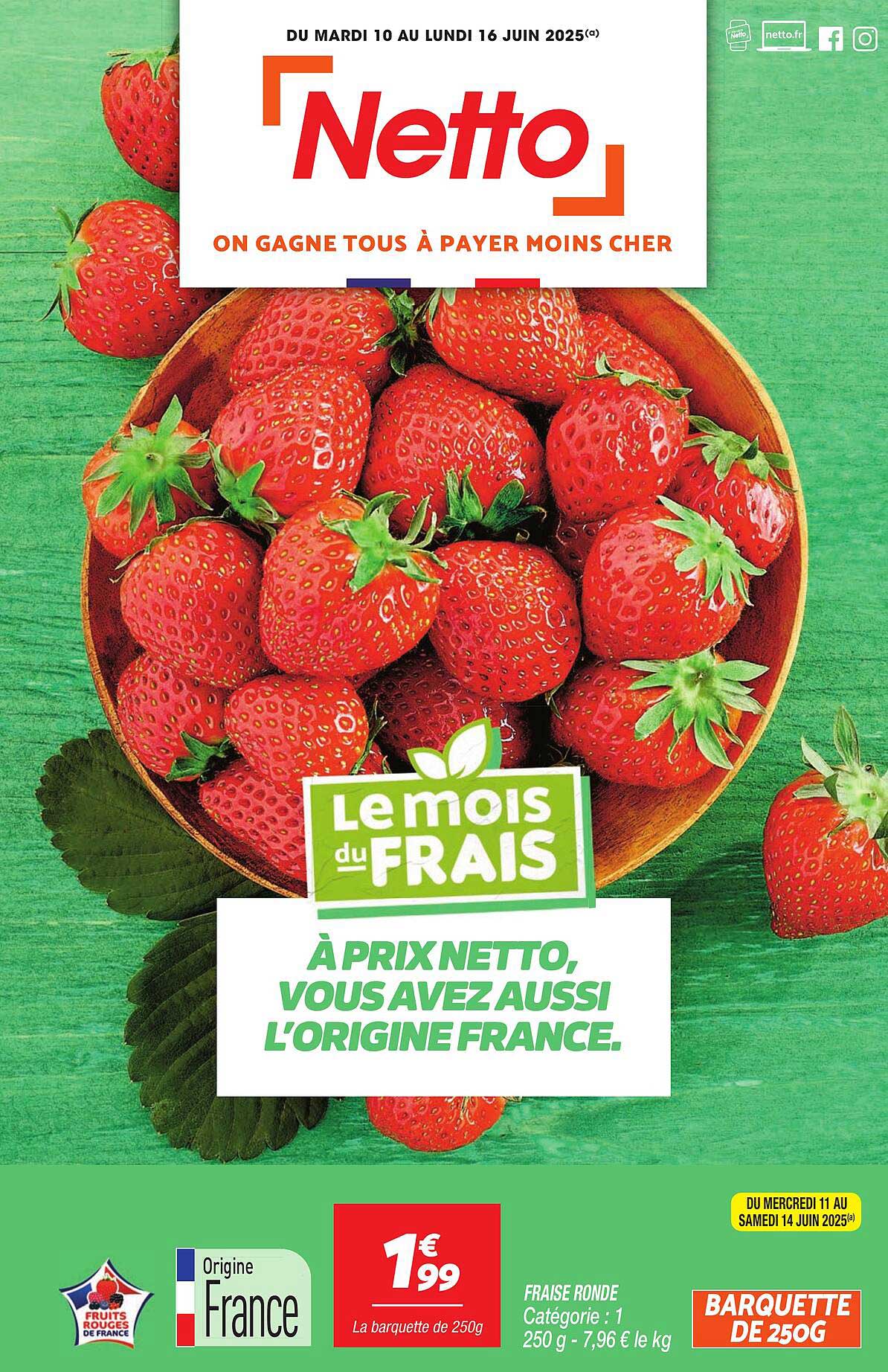 Barquette de 250g de fraises rondes