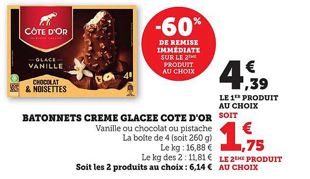 BATONNETS CREME GLACEE COTE D'OR