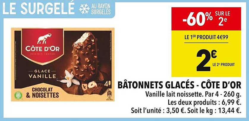 BÂTONNETS GLACÉS - CÔTE D'OR